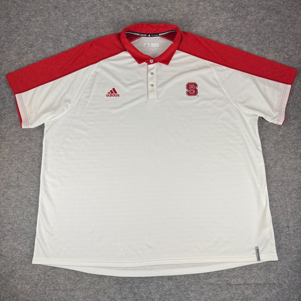 Adidas Climalite North Carolina NC State Wolfpack Polo Shirt White Mens 4XL